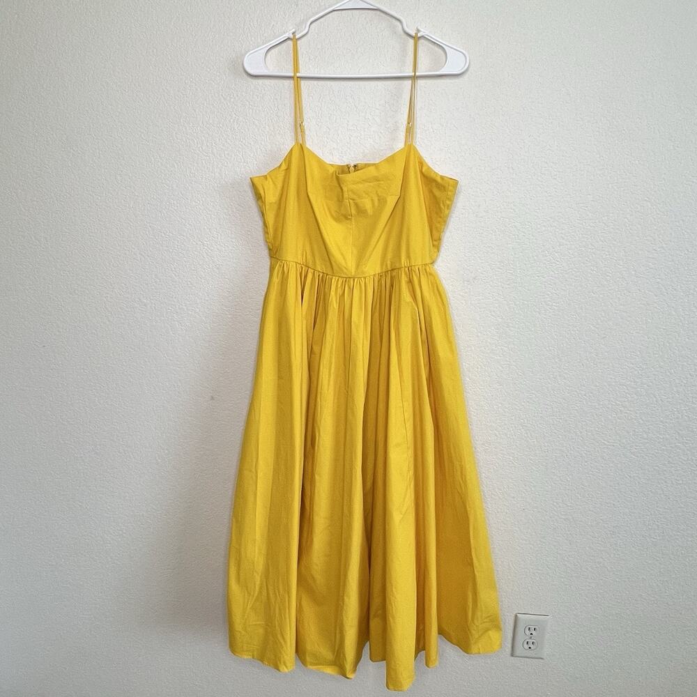 J.Crew Womens A-line Stretch Cotton Poplin Midi Dress Yellow Size 10 New - Picture 3 of 8